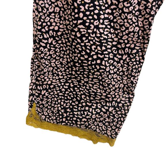 Y2K Victoria's Secret Lounge Pants XL Animal Print‎ Adjustable Gold Lace Hem - Picture 5 of 9